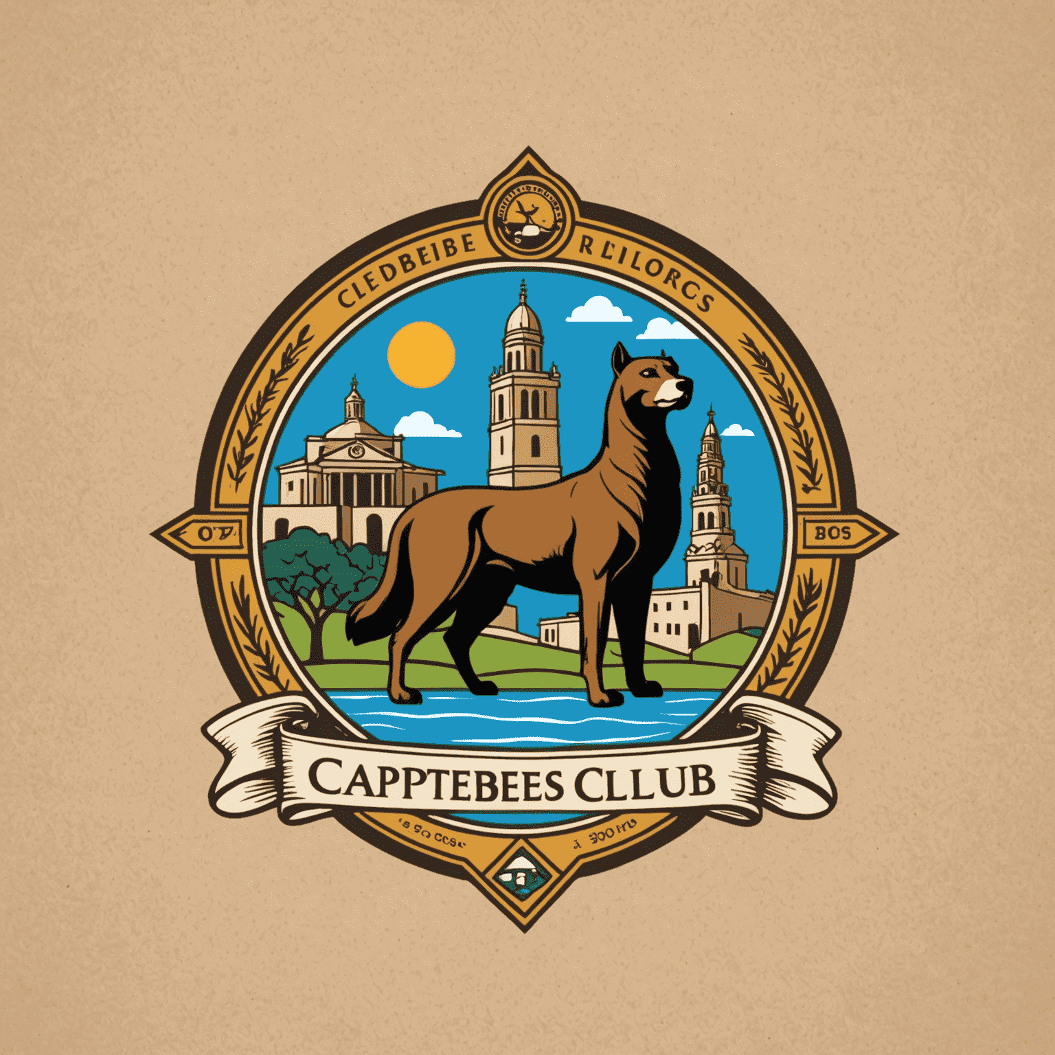 Captebefors Club logo featuring educational symbols and Cape Town landmarks